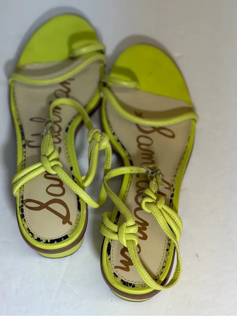 Sam Edelman Isle block heel lime yellow Strappy Toe-Ring Sandals Size 9